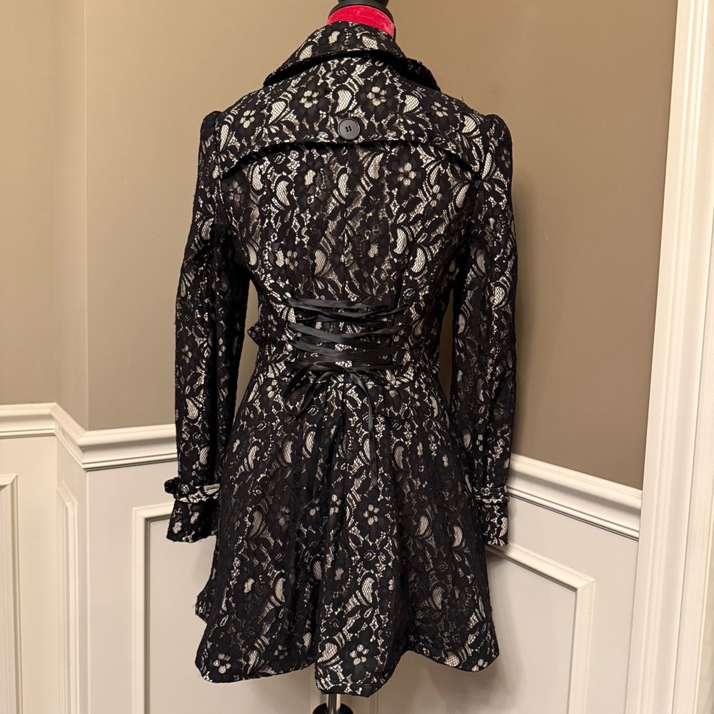 Bebe Black Lace Belted Jacket with Corset Back - Picture 4 of 14